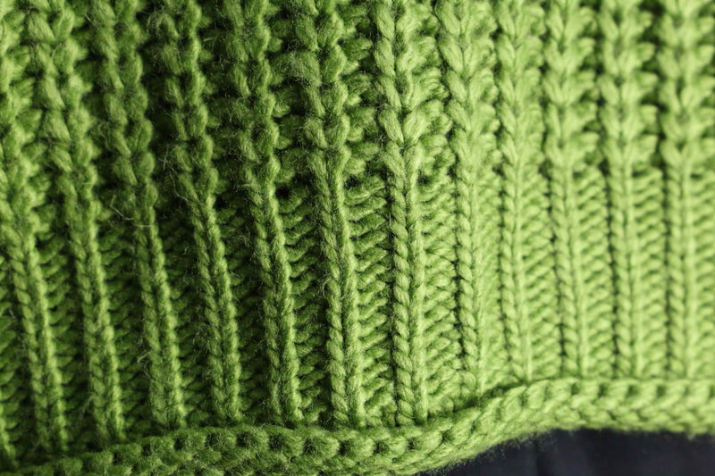green mock neck hand knit sweater