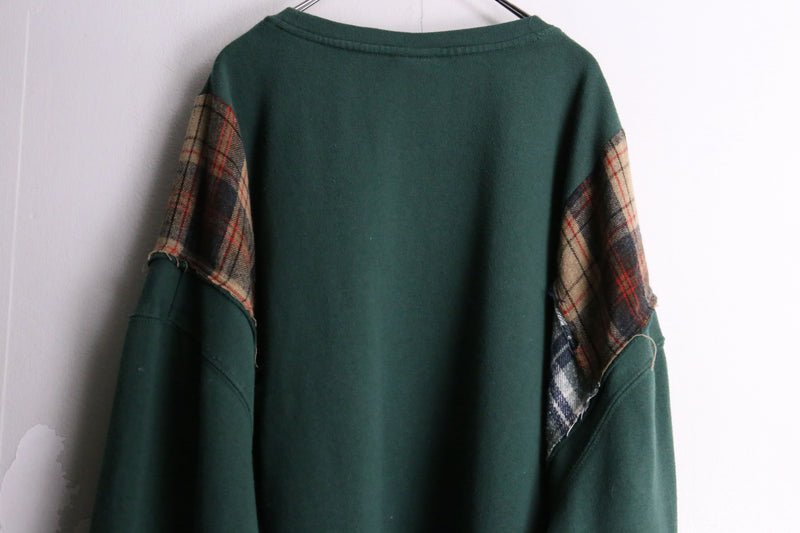 remake "再構築" shirt docking green loose sweat