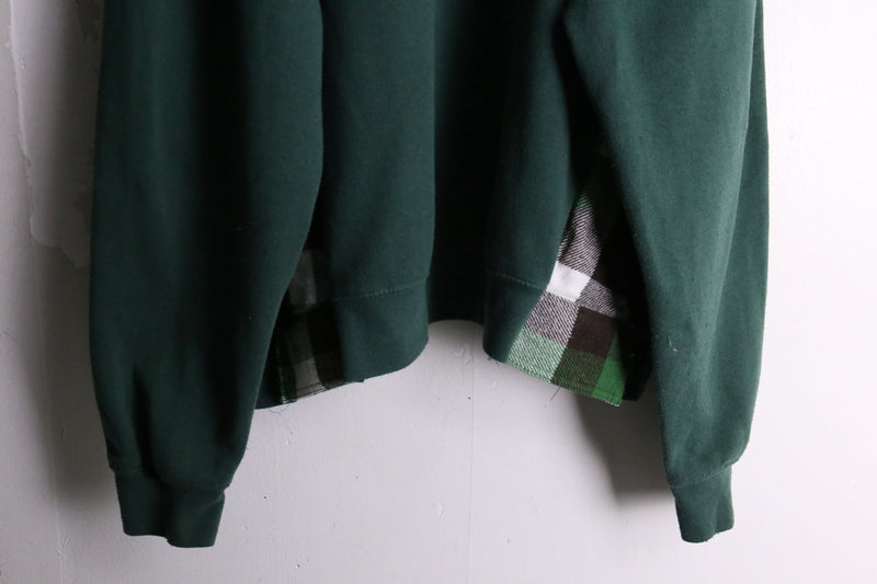 remake "再構築" shirt docking green loose sweat