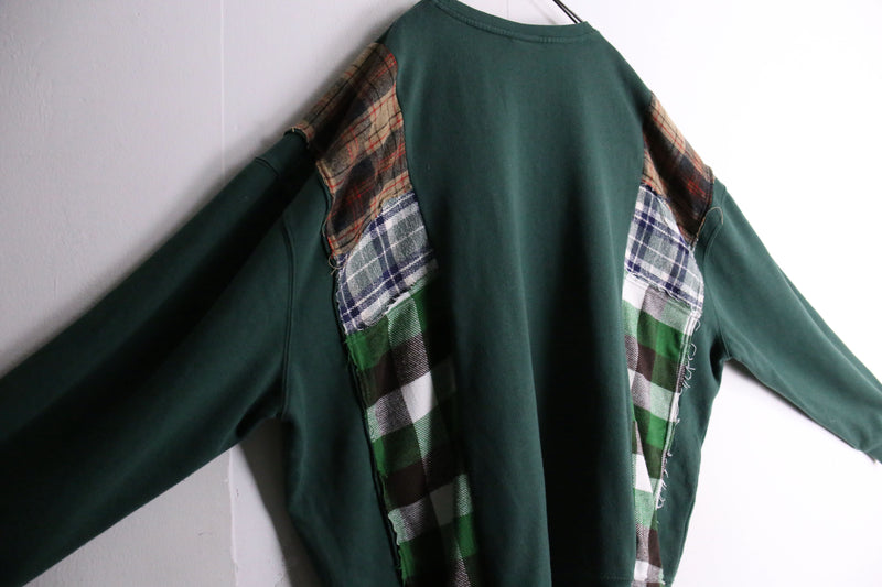 remake "再構築" shirt docking green loose sweat