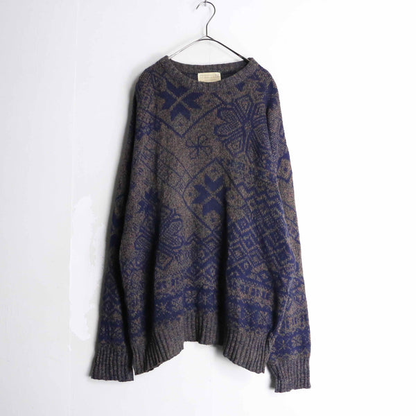 nordic pattern dark tone cotton knit