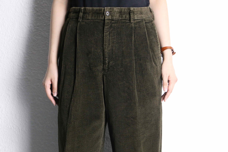 "Eddie Bauer" khaki green wide tapered corduroy pants