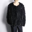 black fake fur unevenness jacket