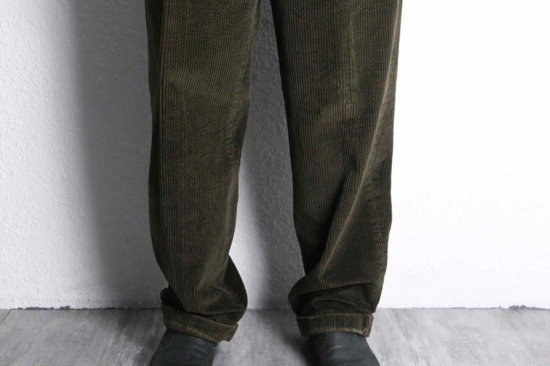 "Eddie Bauer" khaki green wide tapered corduroy pants