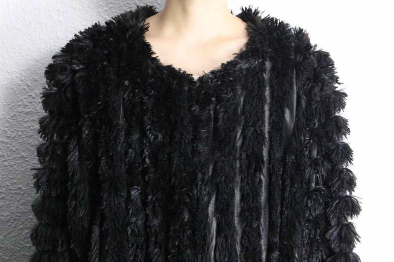 black fake fur unevenness jacket