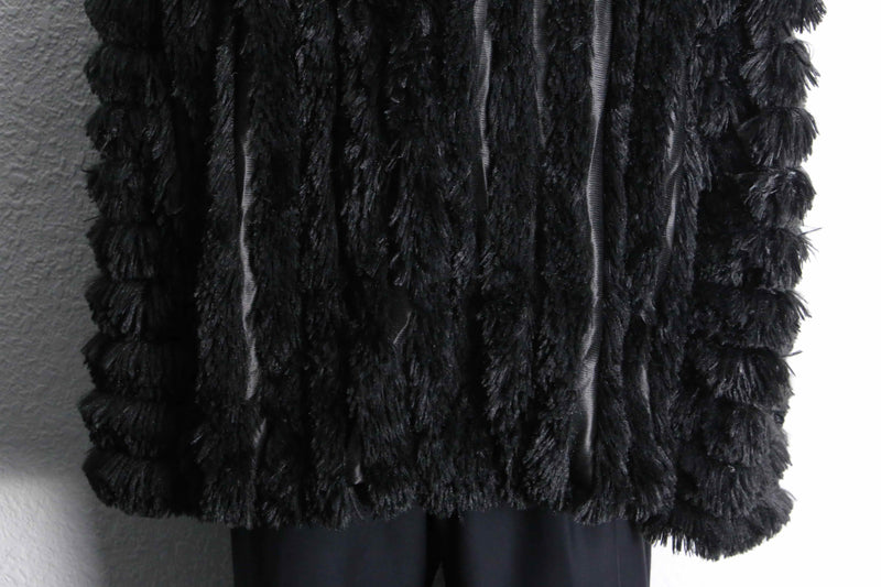 black fake fur unevenness jacket