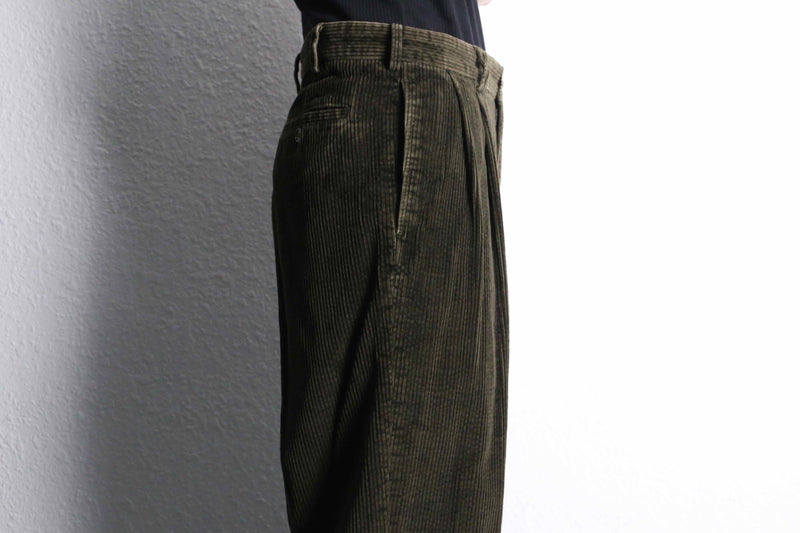 "Eddie Bauer" khaki green wide tapered corduroy pants