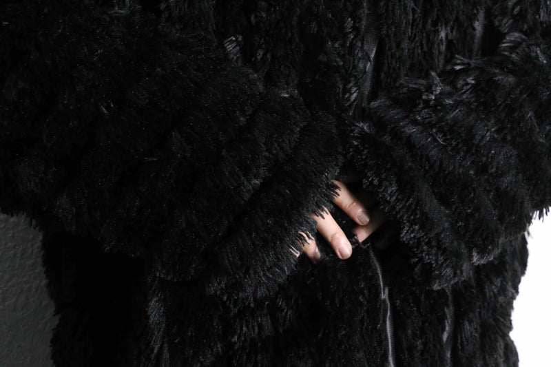 black fake fur unevenness jacket