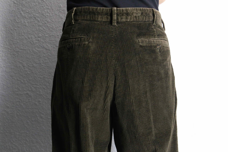 "Eddie Bauer" khaki green wide tapered corduroy pants