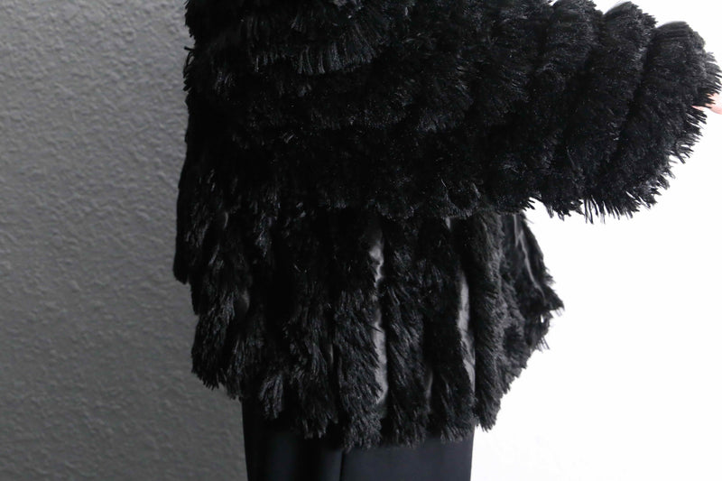 black fake fur unevenness jacket