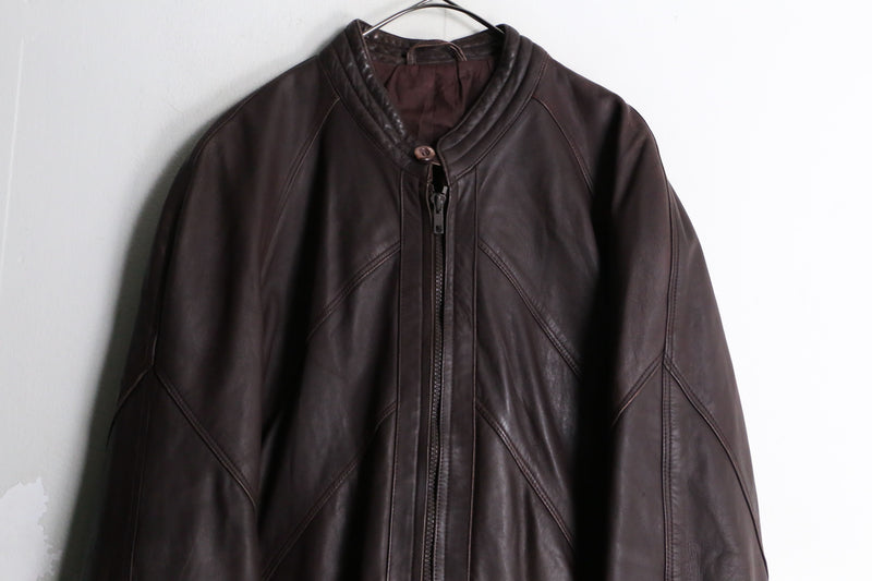 Raglan Sleeve Wine Red Leather Jacket