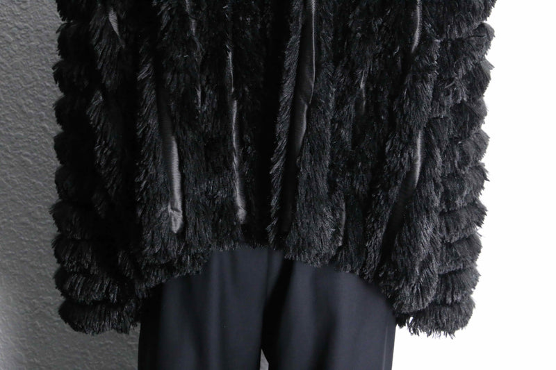 black fake fur unevenness jacket