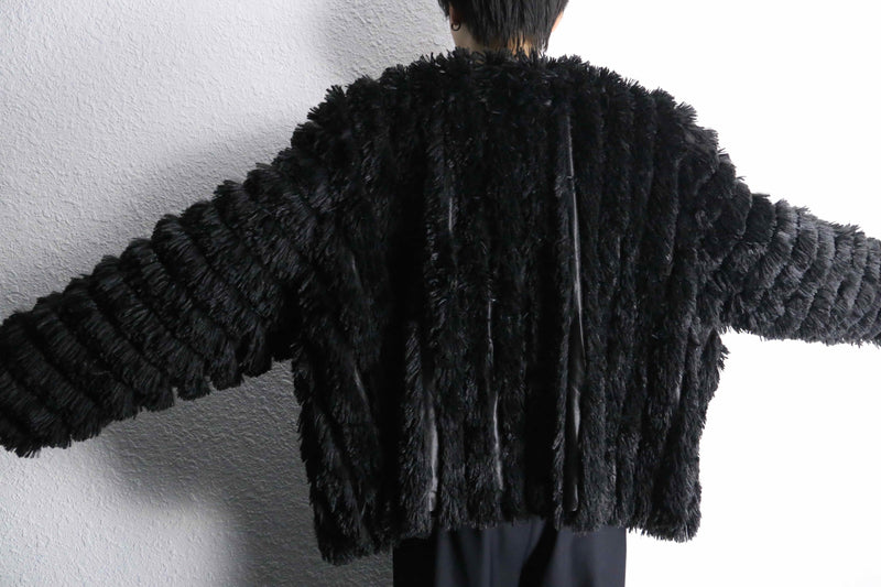 black fake fur unevenness jacket