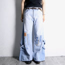 ''Re:make''patchwork design docking flare denim pants