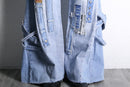 ''Re:make''patchwork design docking flare denim pants