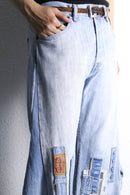 ''Re:make''patchwork design docking flare denim pants