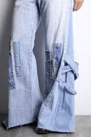''Re:make''patchwork design docking flare denim pants