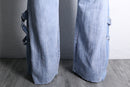 ''Re:make''patchwork design docking flare denim pants