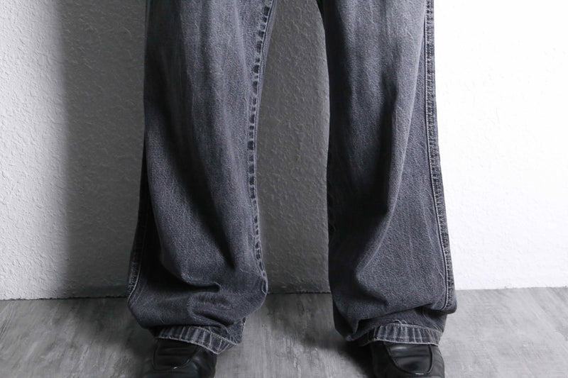 black wide denim pants