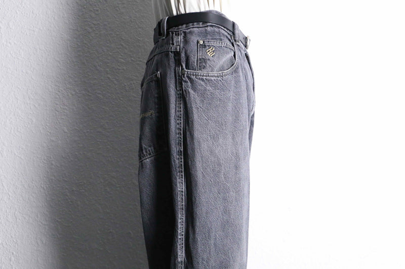black wide denim pants