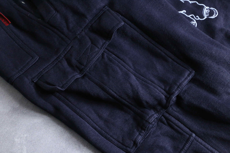 rapper emb cargo&painter detail sweat pants