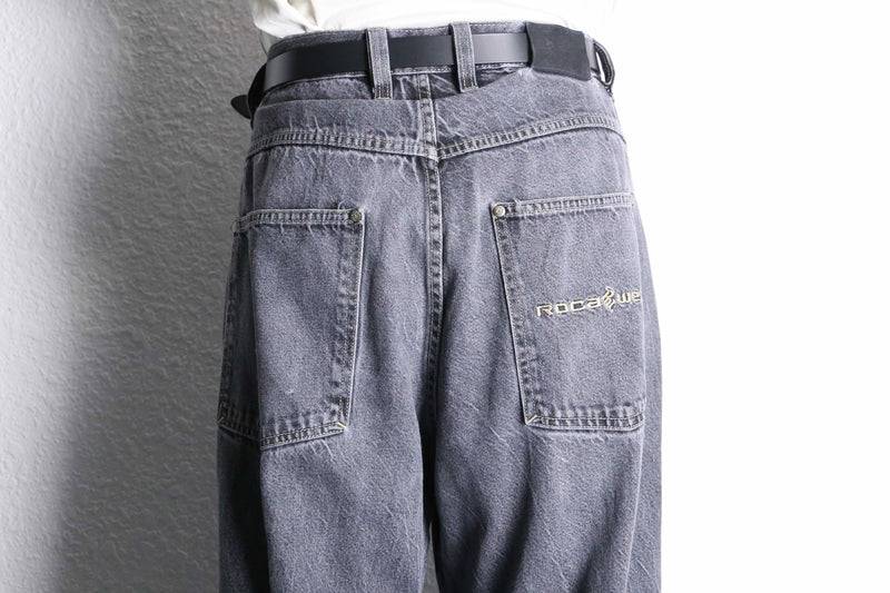 black wide denim pants