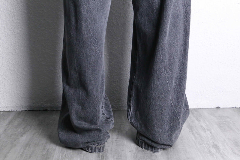 black wide denim pants