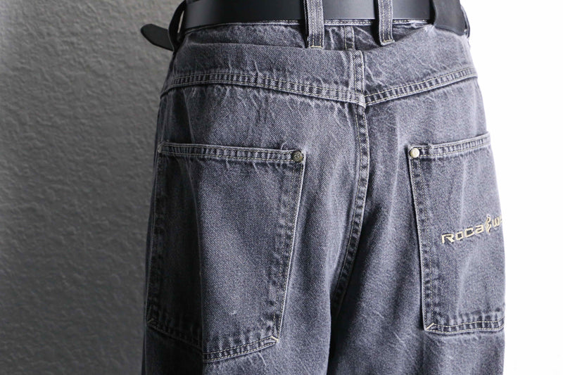 black wide denim pants