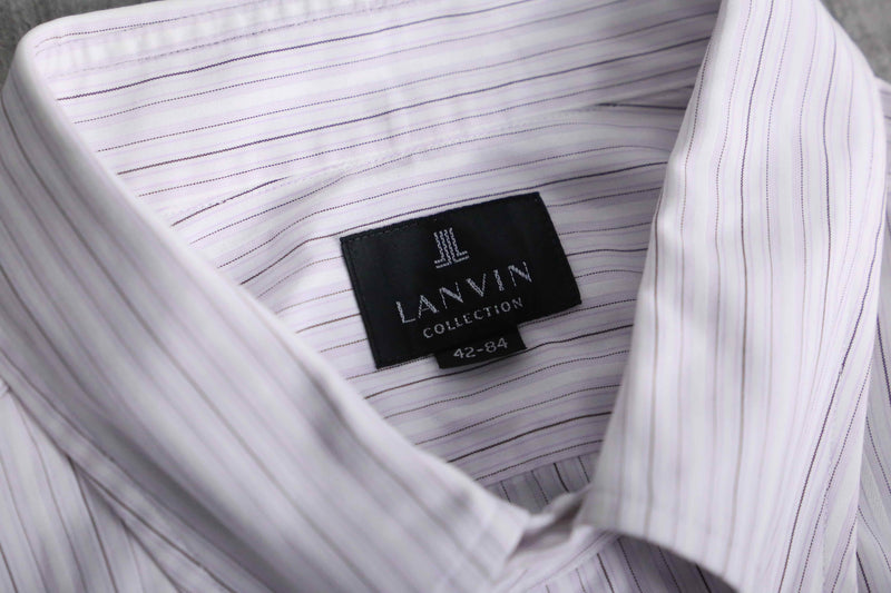 “LANVIN” pink base cotton dress shirt