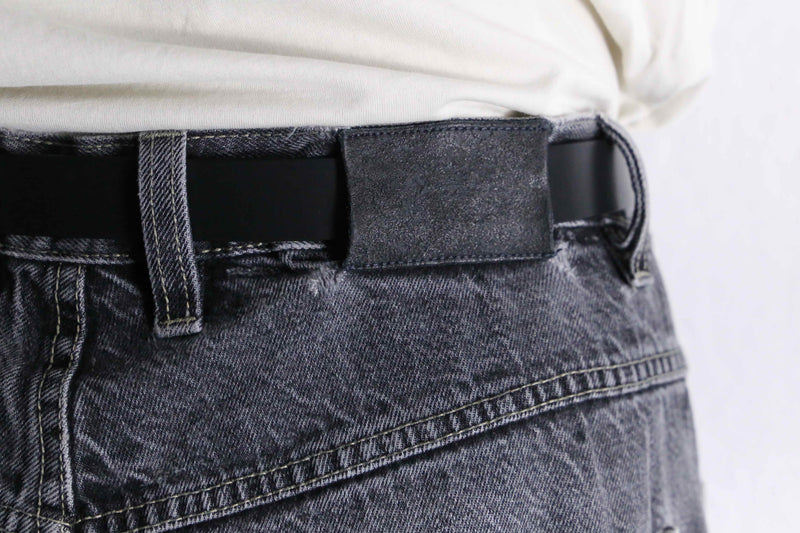 black wide denim pants