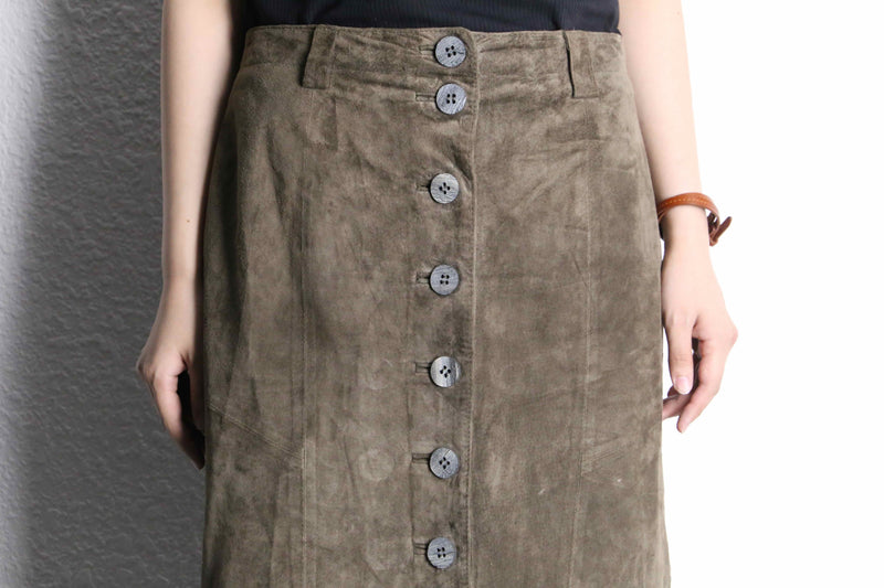 suede leather long skirt