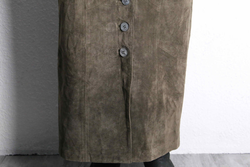 suede leather long skirt