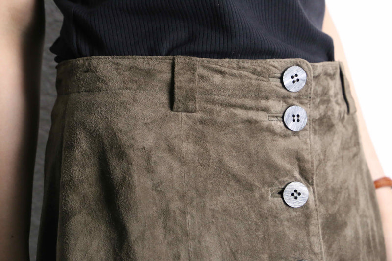 suede leather long skirt