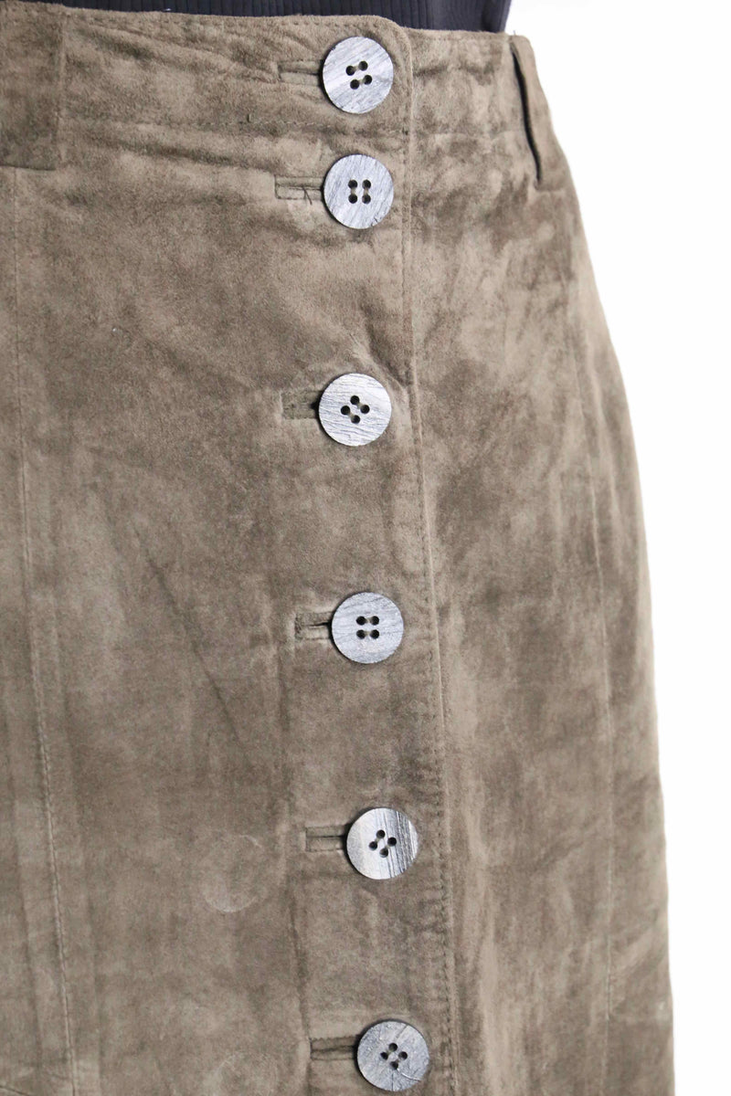 suede leather long skirt