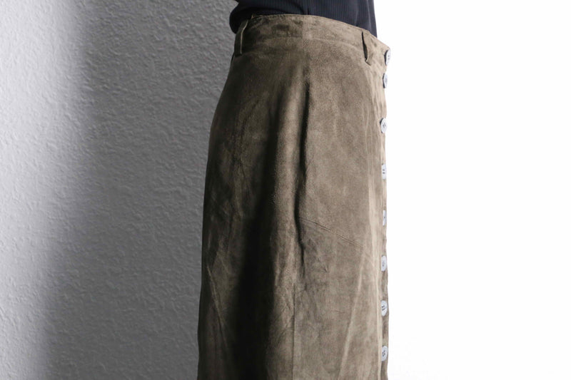 suede leather long skirt