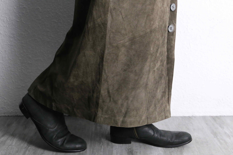 suede leather long skirt