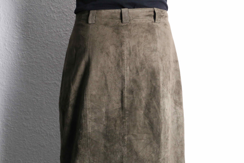 suede leather long skirt