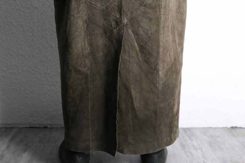 suede leather long skirt