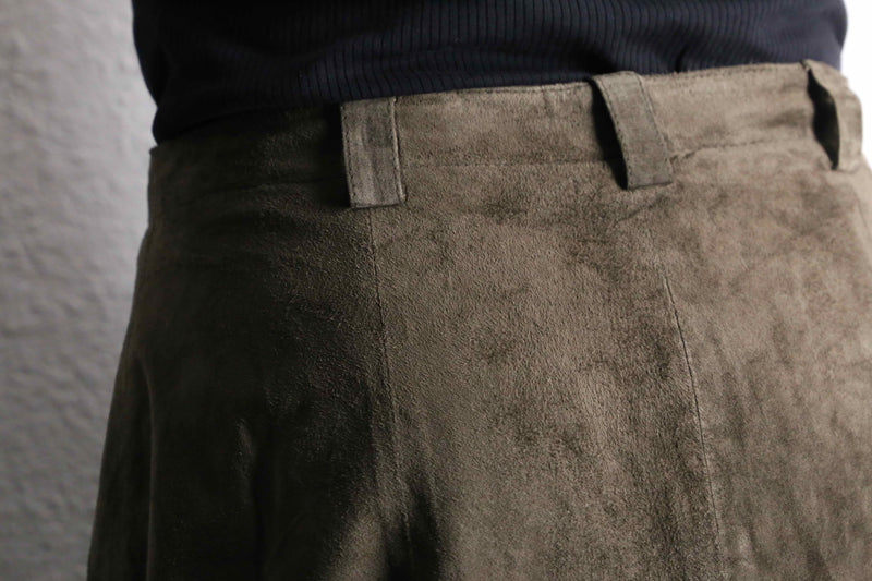 suede leather long skirt