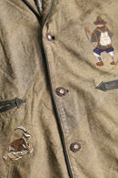 tyrolean embroidered brown leather jacket