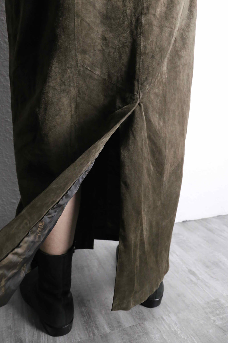suede leather long skirt