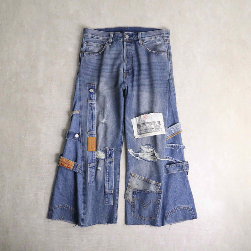 remake "再構築"  indigo color flare denim pants