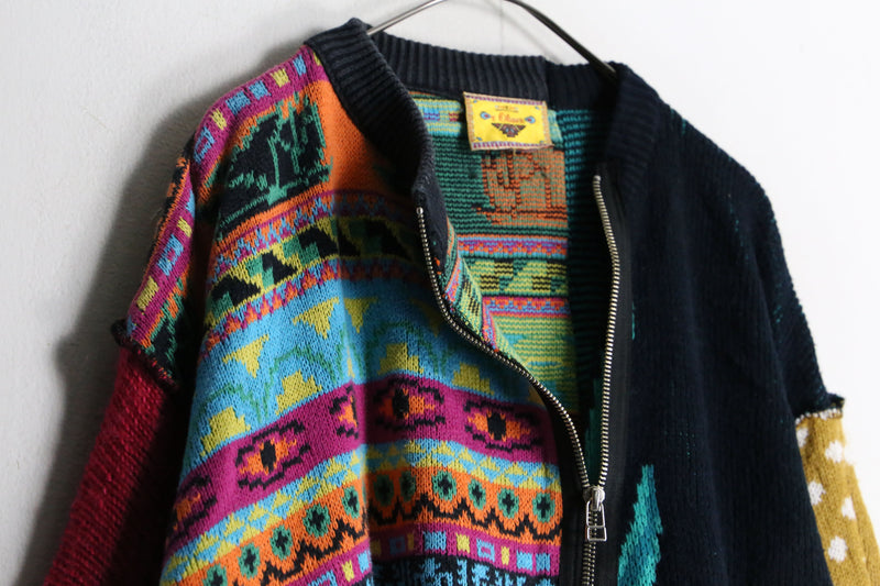 "Re:make" colorful zip design knit