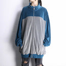 "KING SIZE" bi-color loose velours track jacket