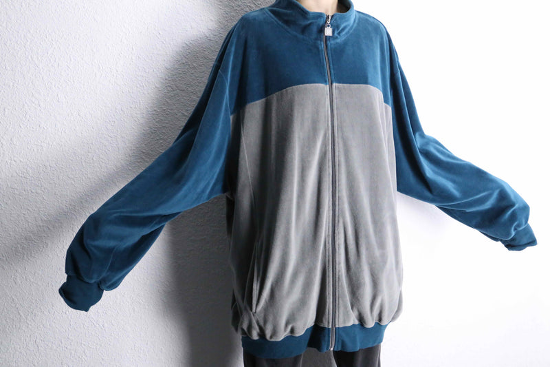 "KING SIZE" bi-color loose velours track jacket