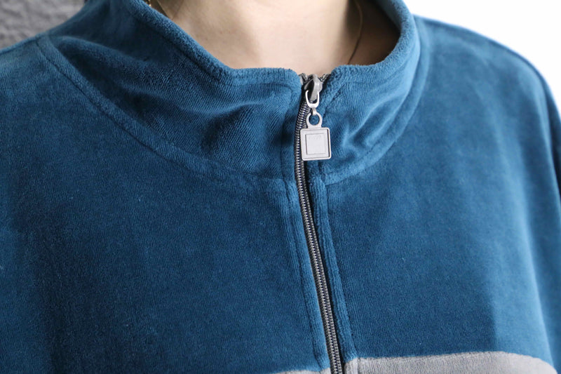 "KING SIZE" bi-color loose velours track jacket