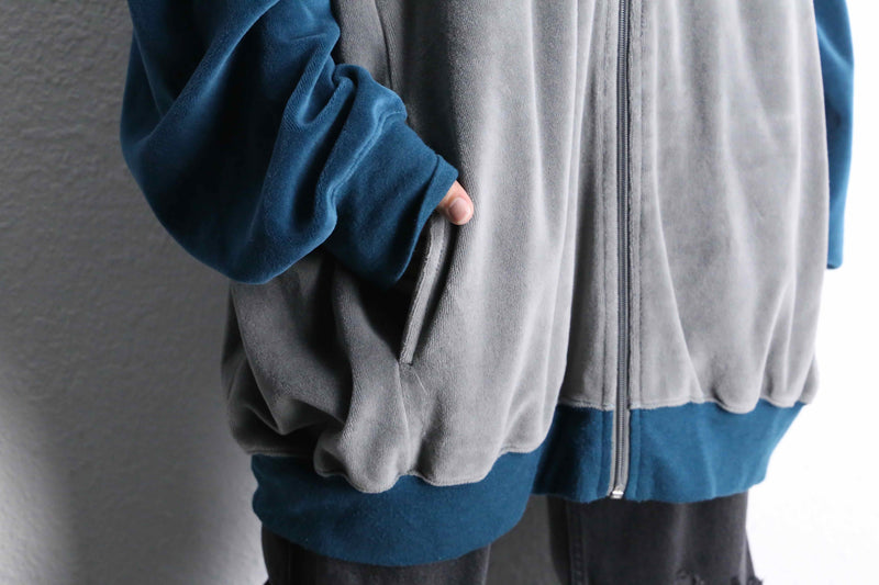 "KING SIZE" bi-color loose velours track jacket