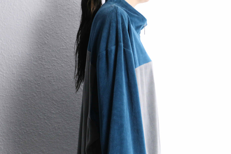 "KING SIZE" bi-color loose velours track jacket