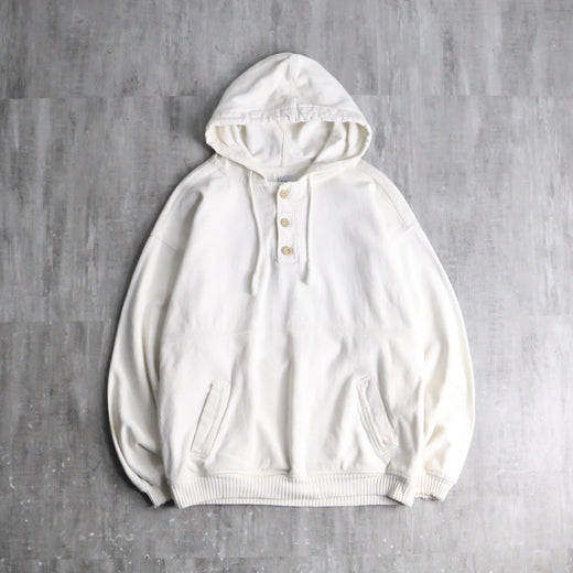ivory henley neck cotton denim hoodie