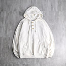 ivory henley neck cotton denim hoodie